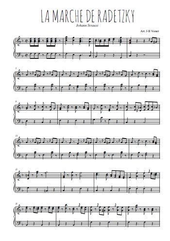 Téléchargez l'arrangement pour piano de la partition de La marche de Radetzky en PDF